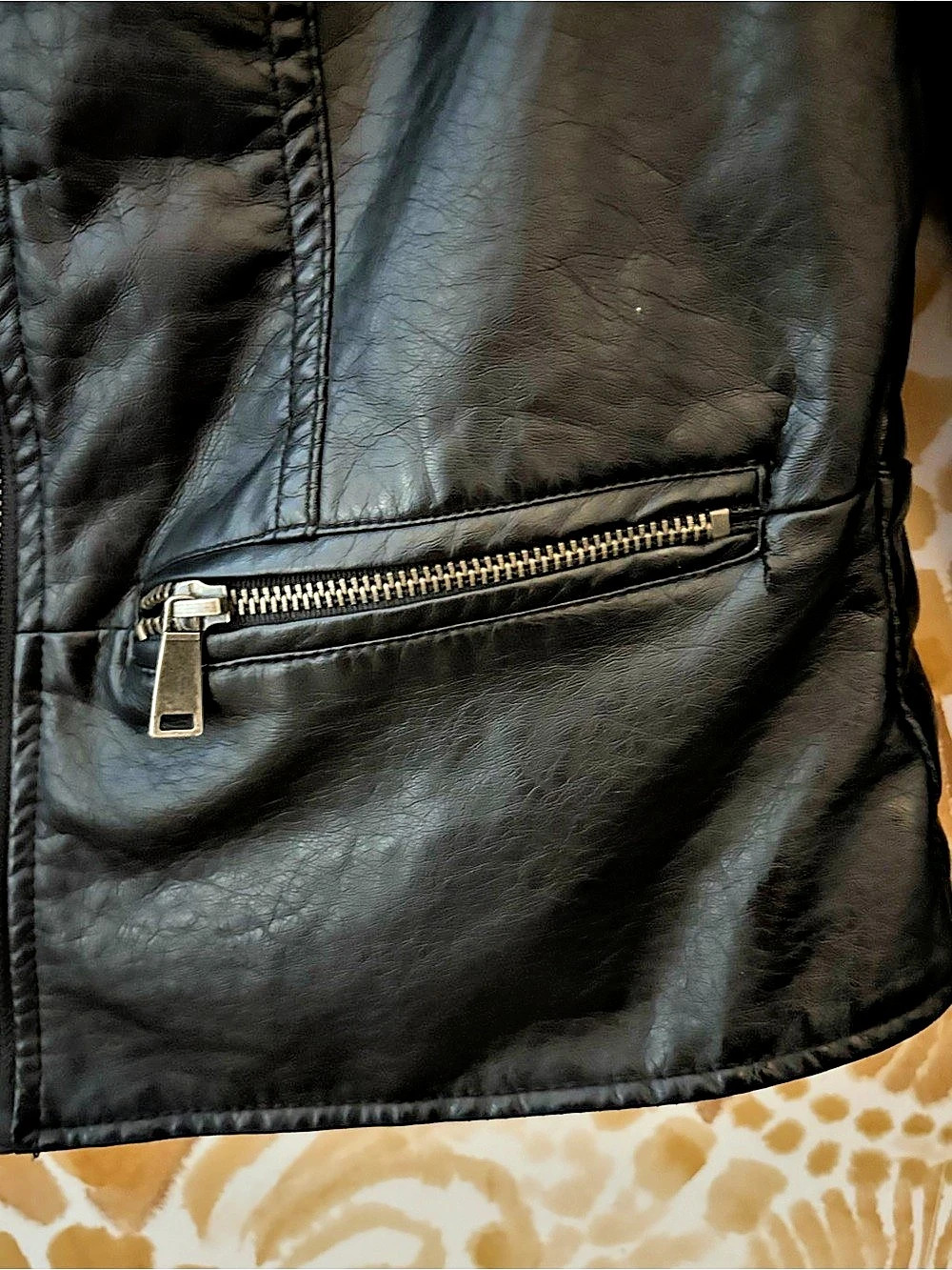 Jou Jou Faux Leather Moto Jacket S Quilted Biker Streetwear Minimalist Edgy - Picture 10 of 12